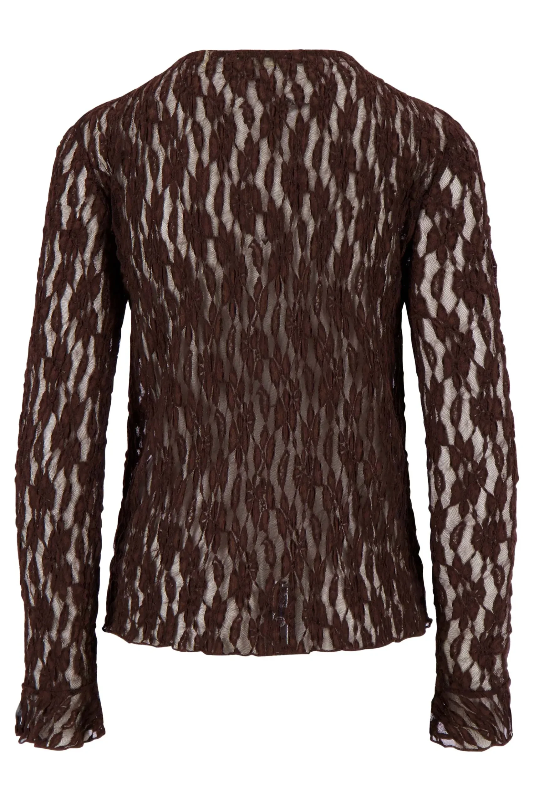 top van stretch kant met ruffle mouw