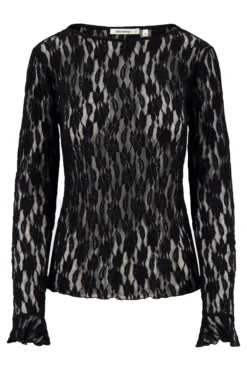 top van stretch kant met ruffle mouw