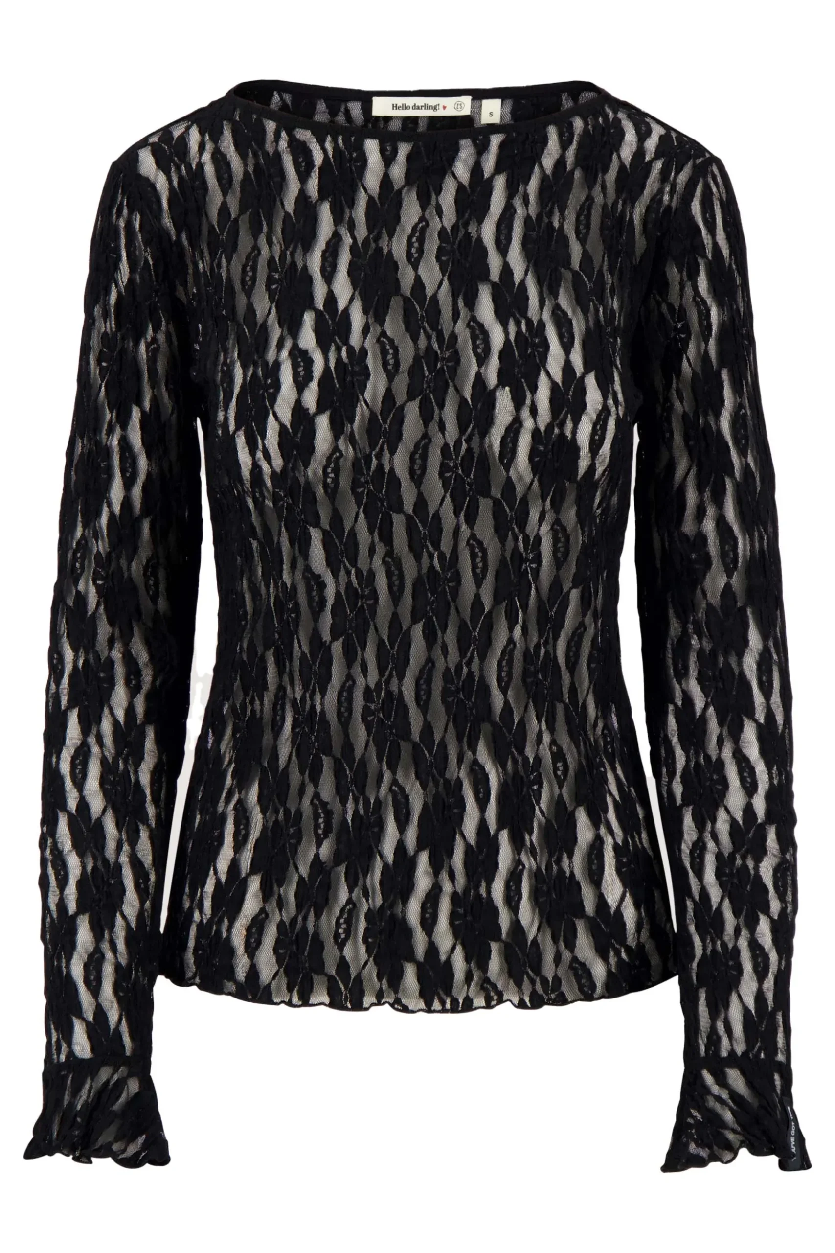 top van stretch kant met ruffle mouw