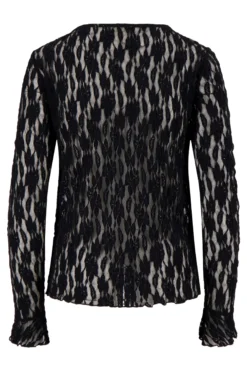 top van stretch kant met ruffle mouw