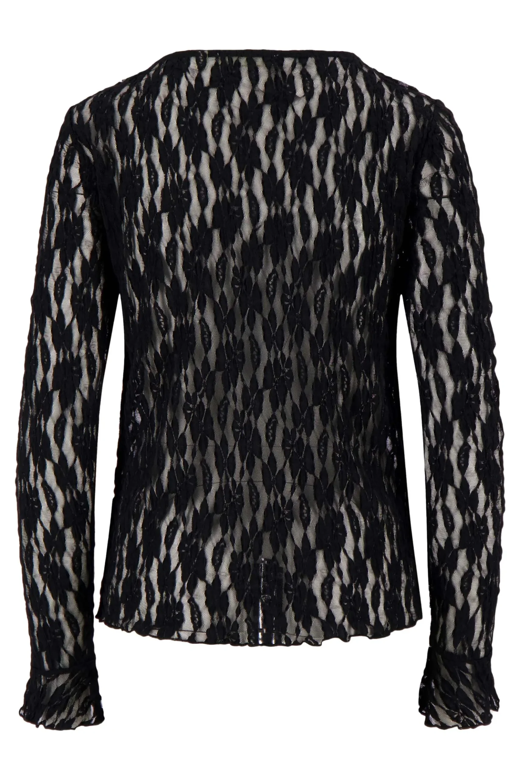 top van stretch kant met ruffle mouw