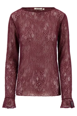top van stretch kant met ruffle mouw