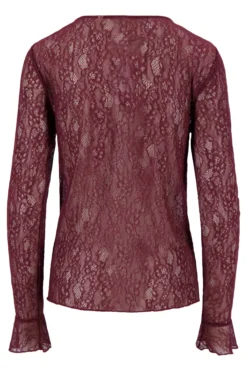 top van stretch kant met ruffle mouw