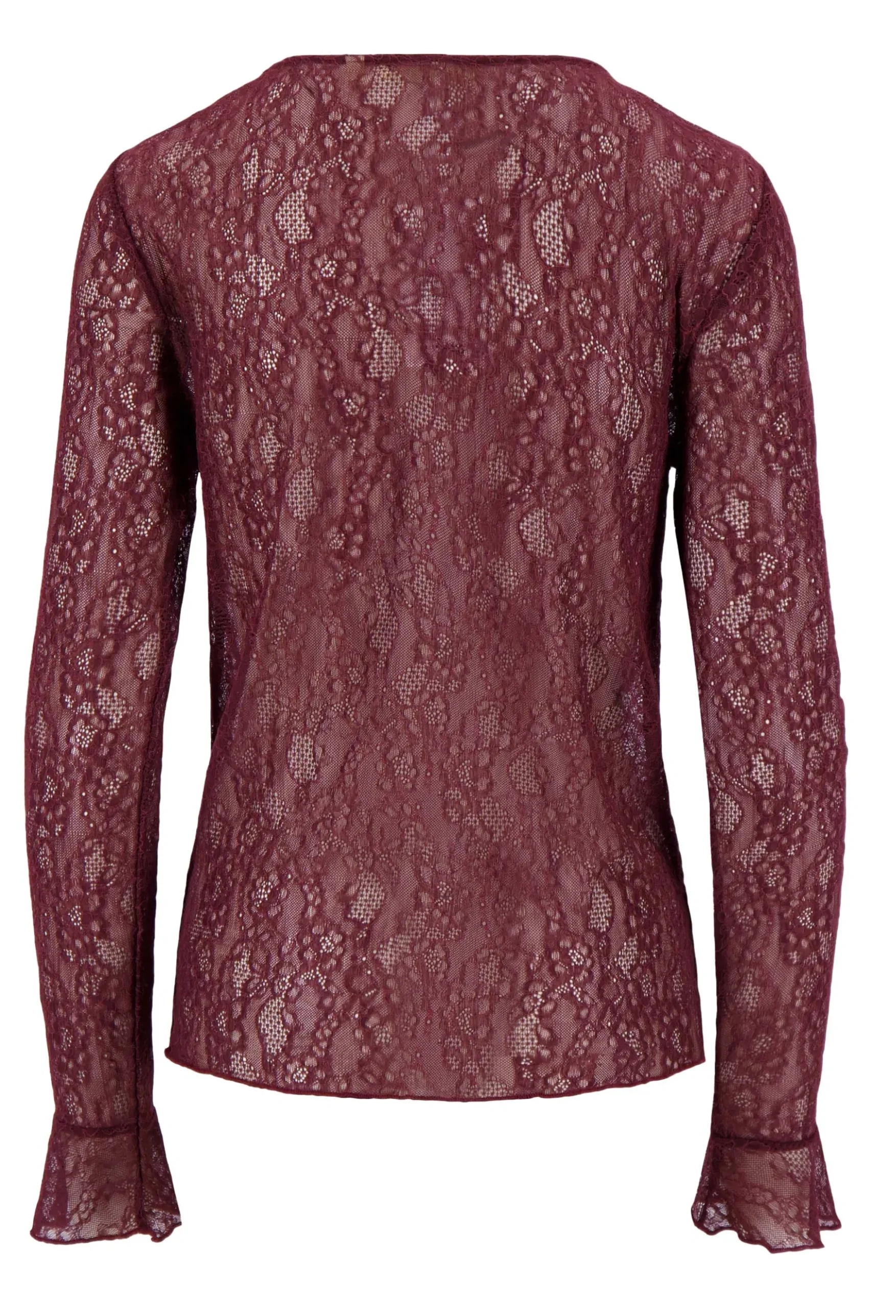 top van stretch kant met ruffle mouw