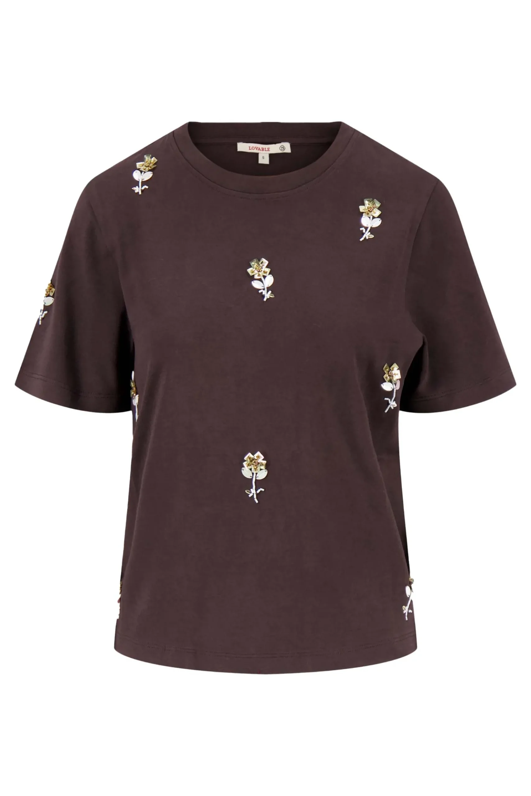 t-shirt met allover kralen korte mouw