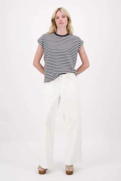 T-shirt met opgerolde mouw streep