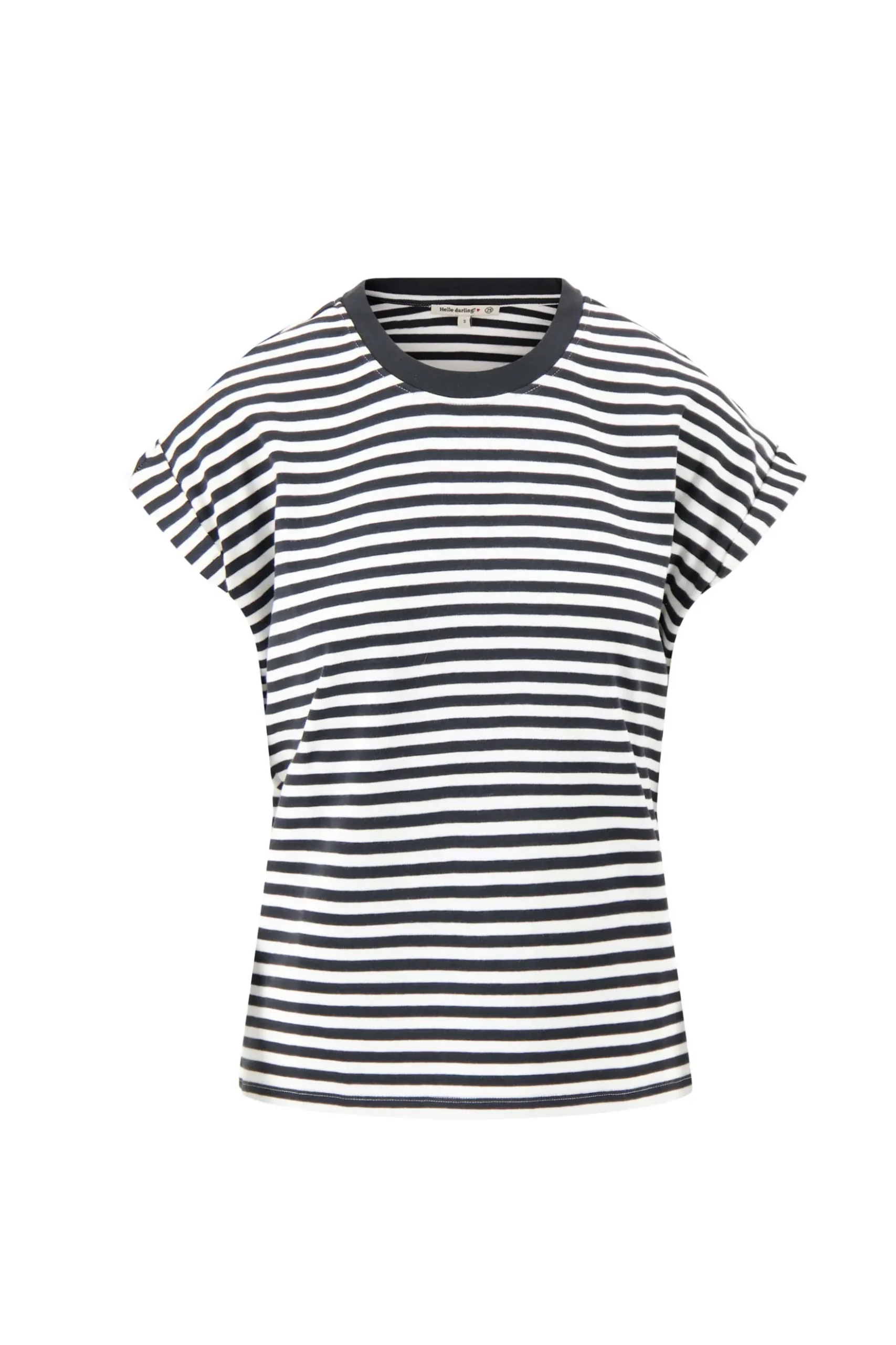 T-shirt met opgerolde mouw streep