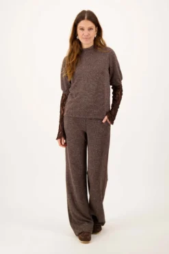 tweed stretch broek met naad middenvoor