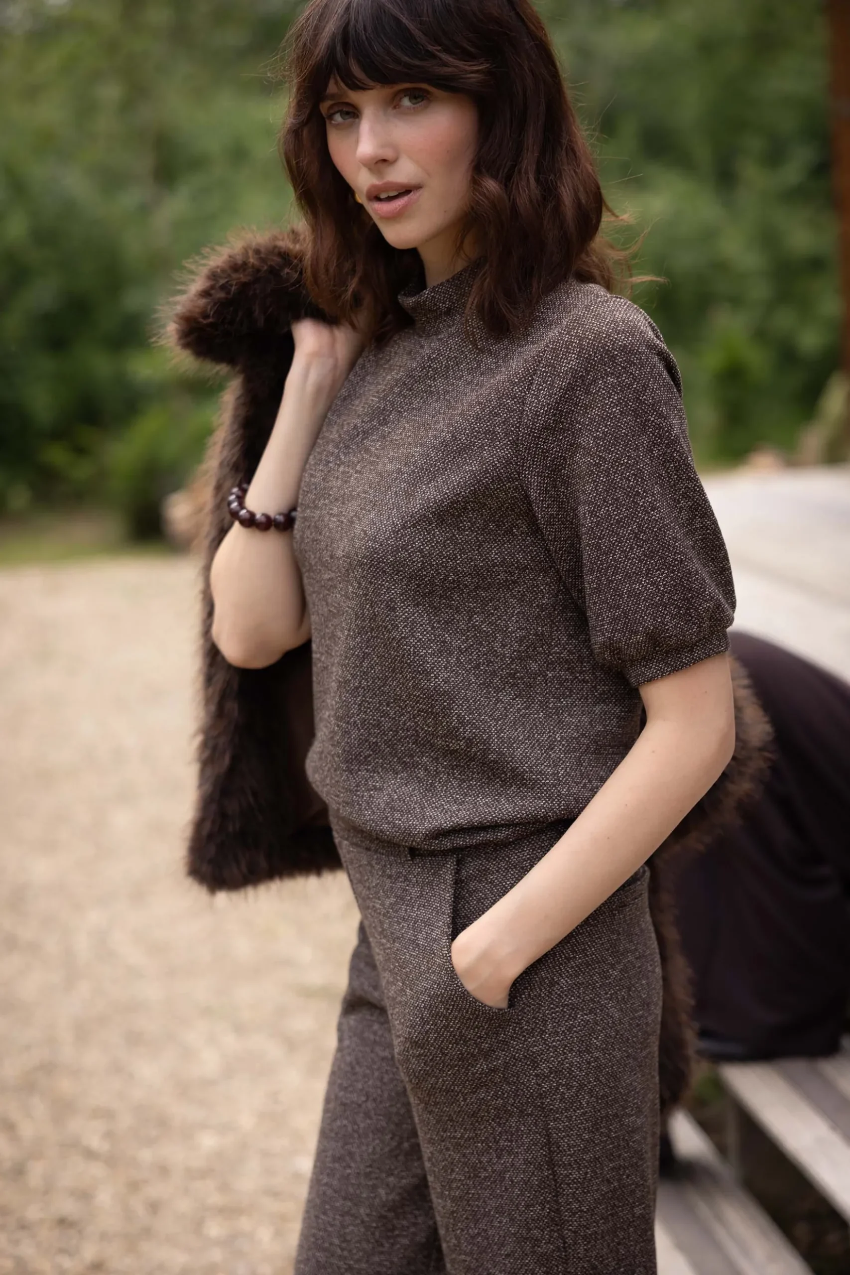tweed stretch turtle top