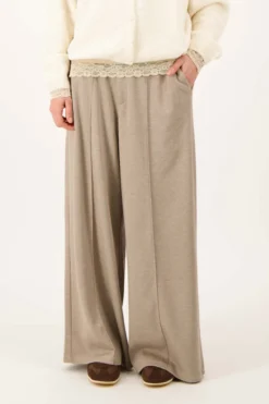 twill broek met stretch schuine band