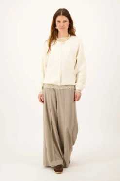 twill broek met stretch schuine band