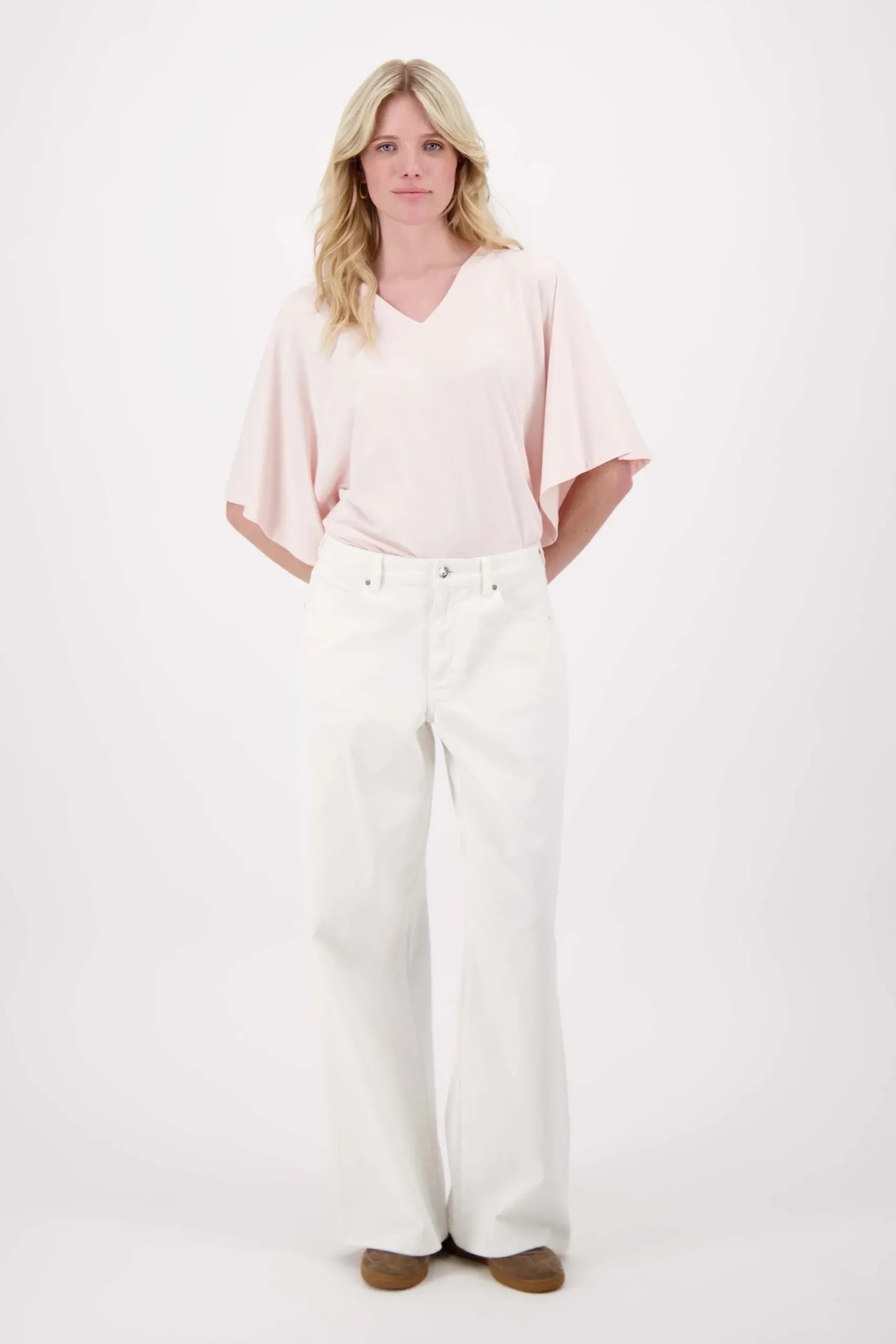 V hals T-shirt wijde mouw met Zusss embroidery