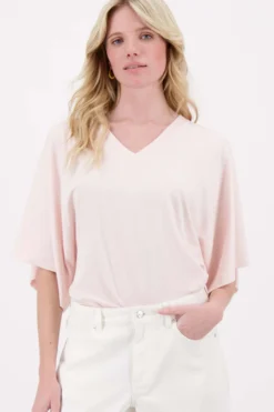 V hals T-shirt wijde mouw met Zusss embroidery
