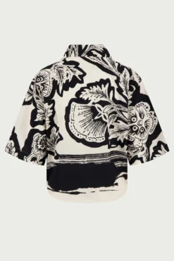 V hals woven top borderprint