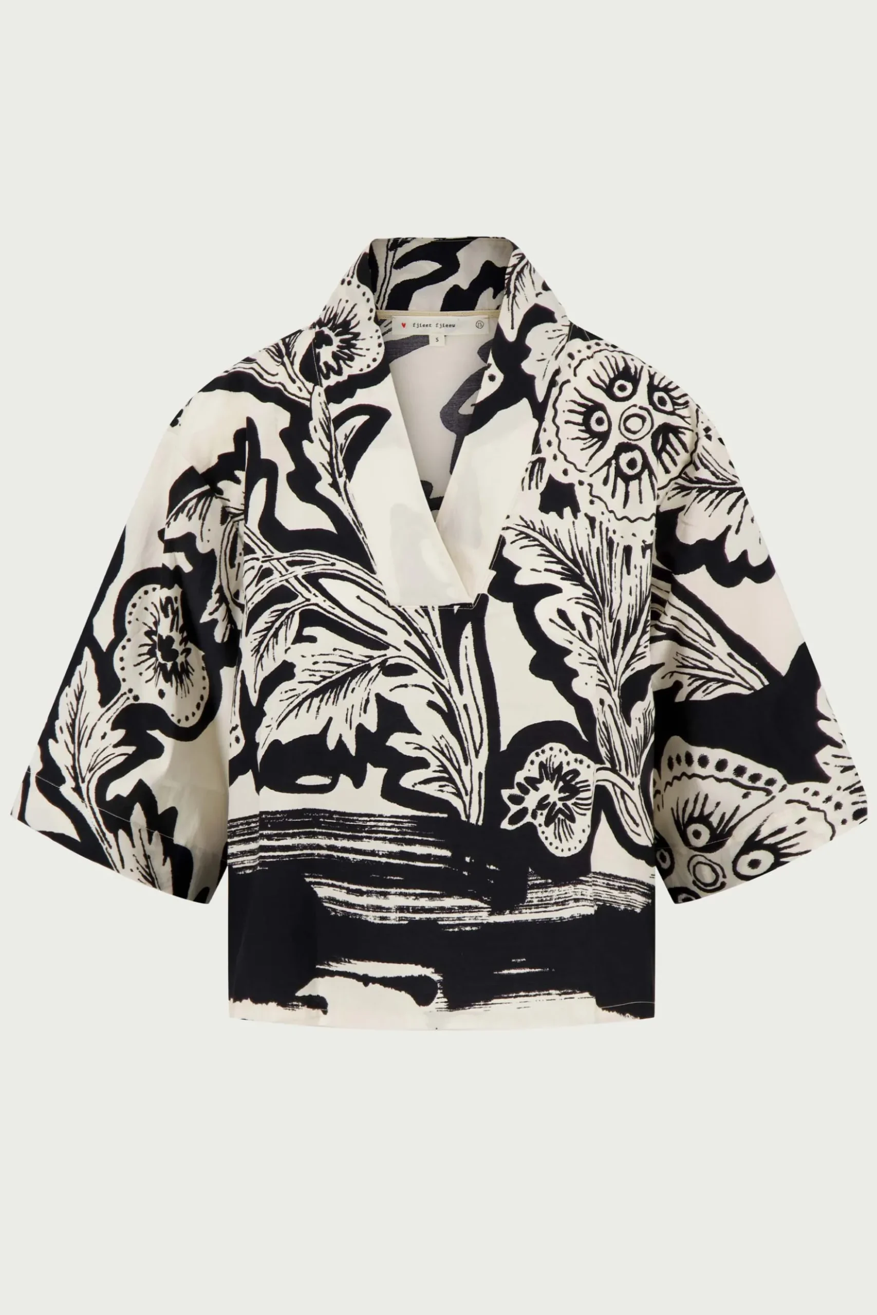 V hals woven top borderprint