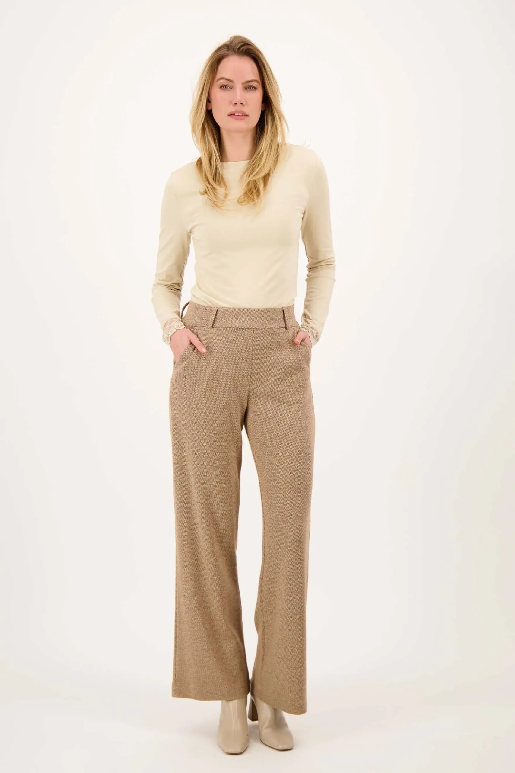 visgraat broek met stretch