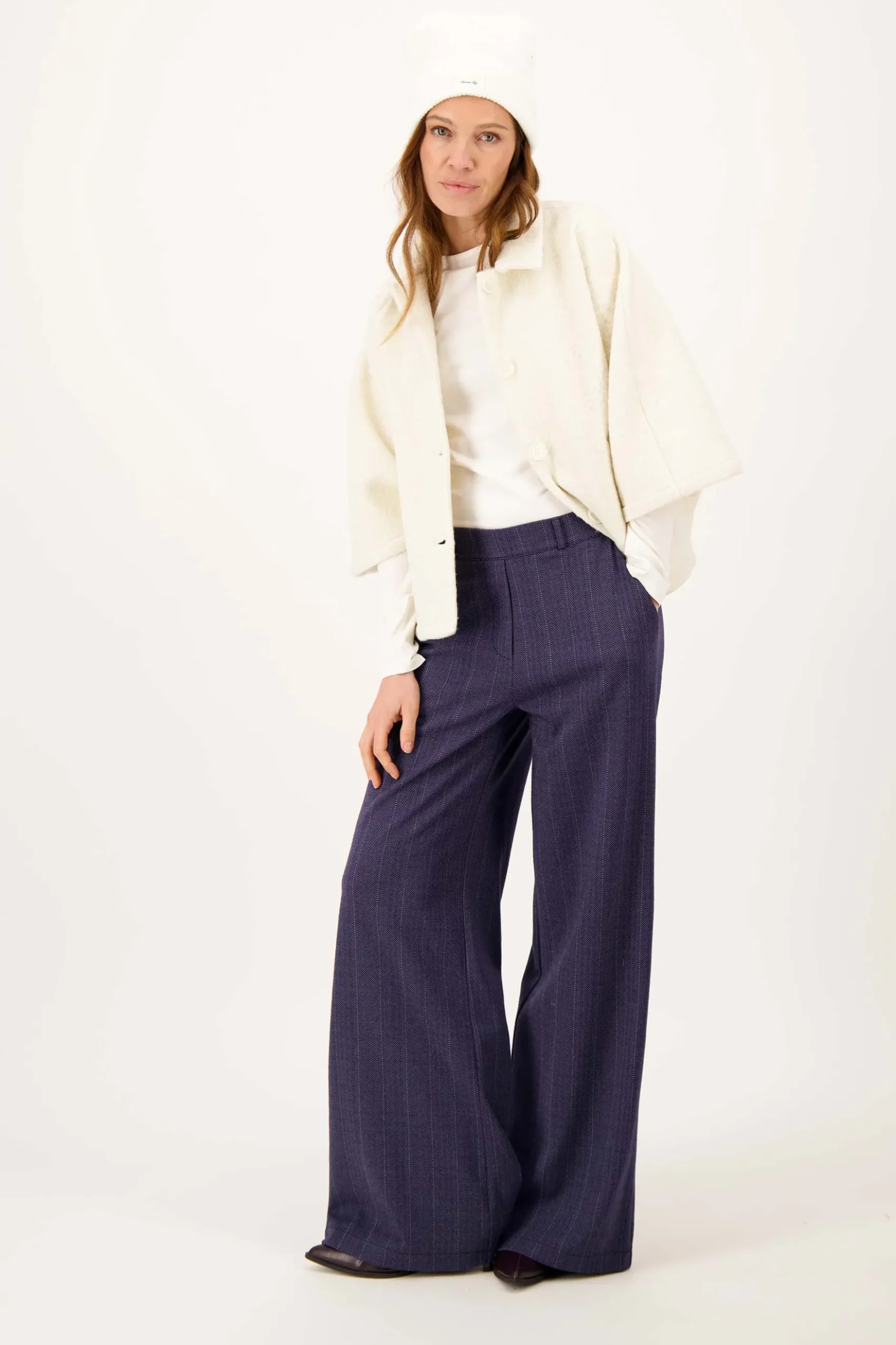 visgraat denim broek met stretch