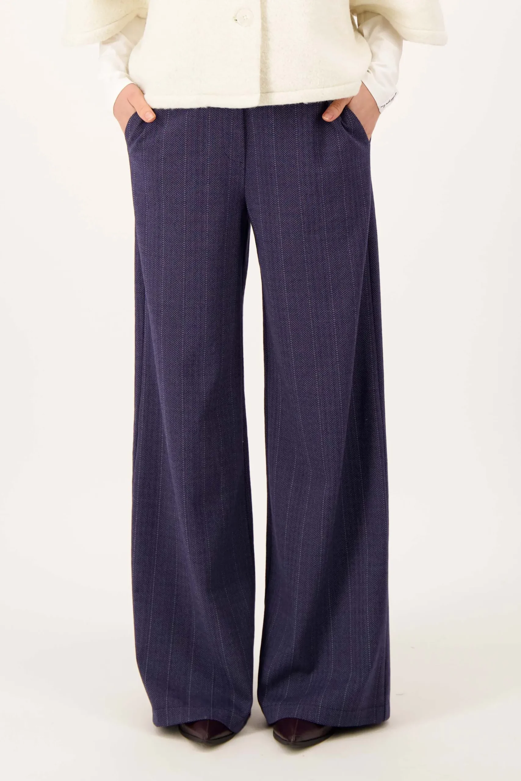 visgraat denim broek met stretch
