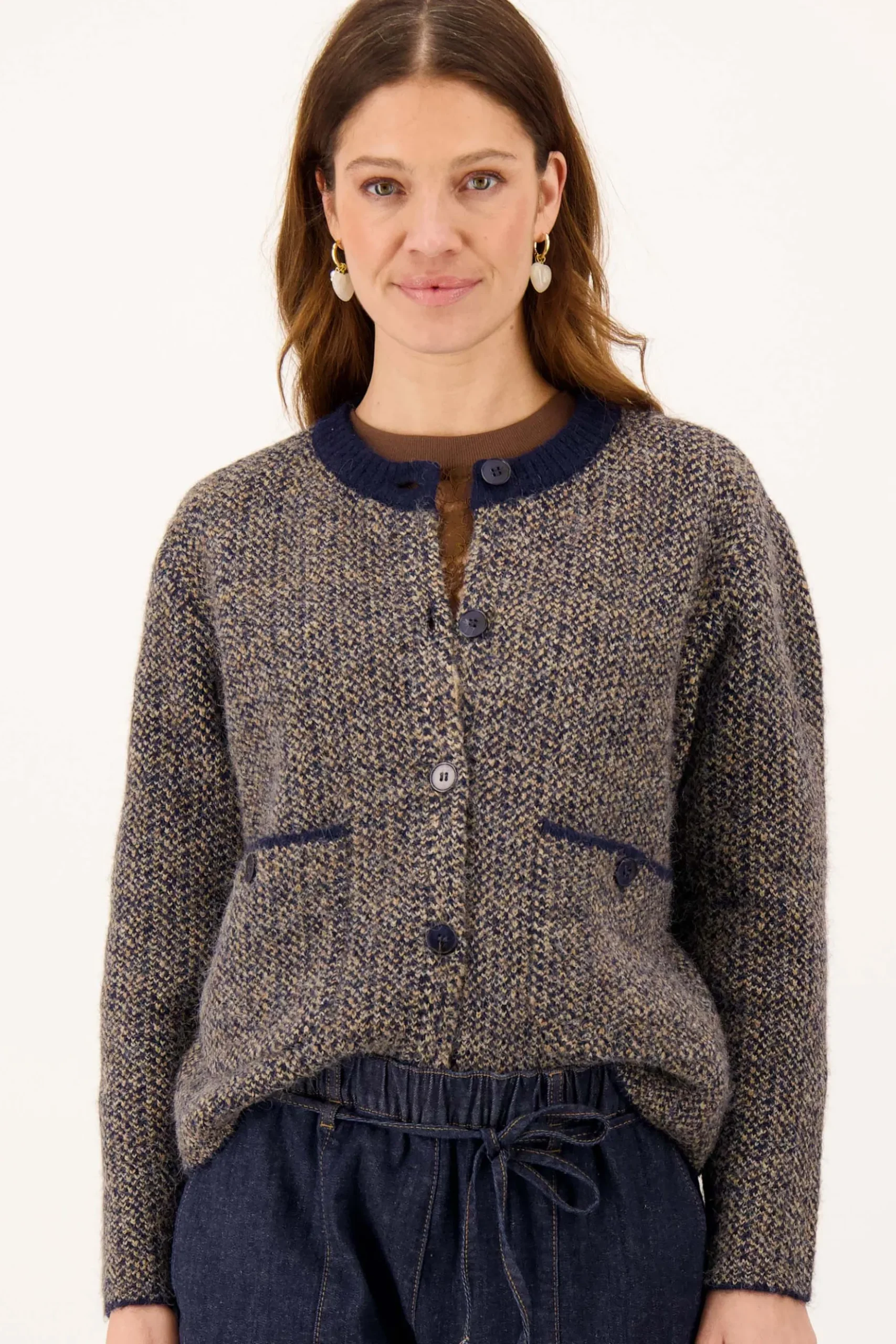 visgraat jacquard vest