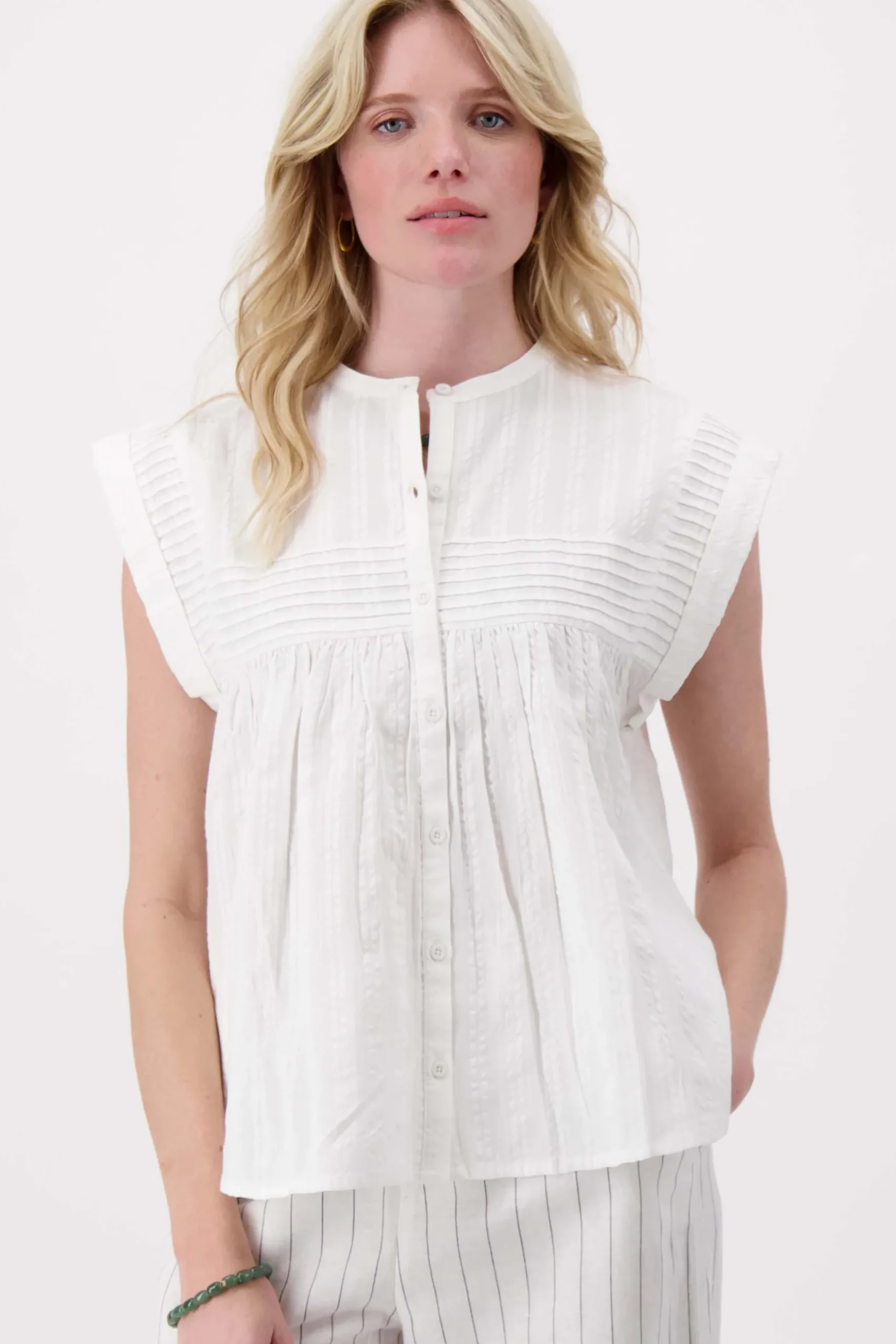 voile blouse met structuur streep