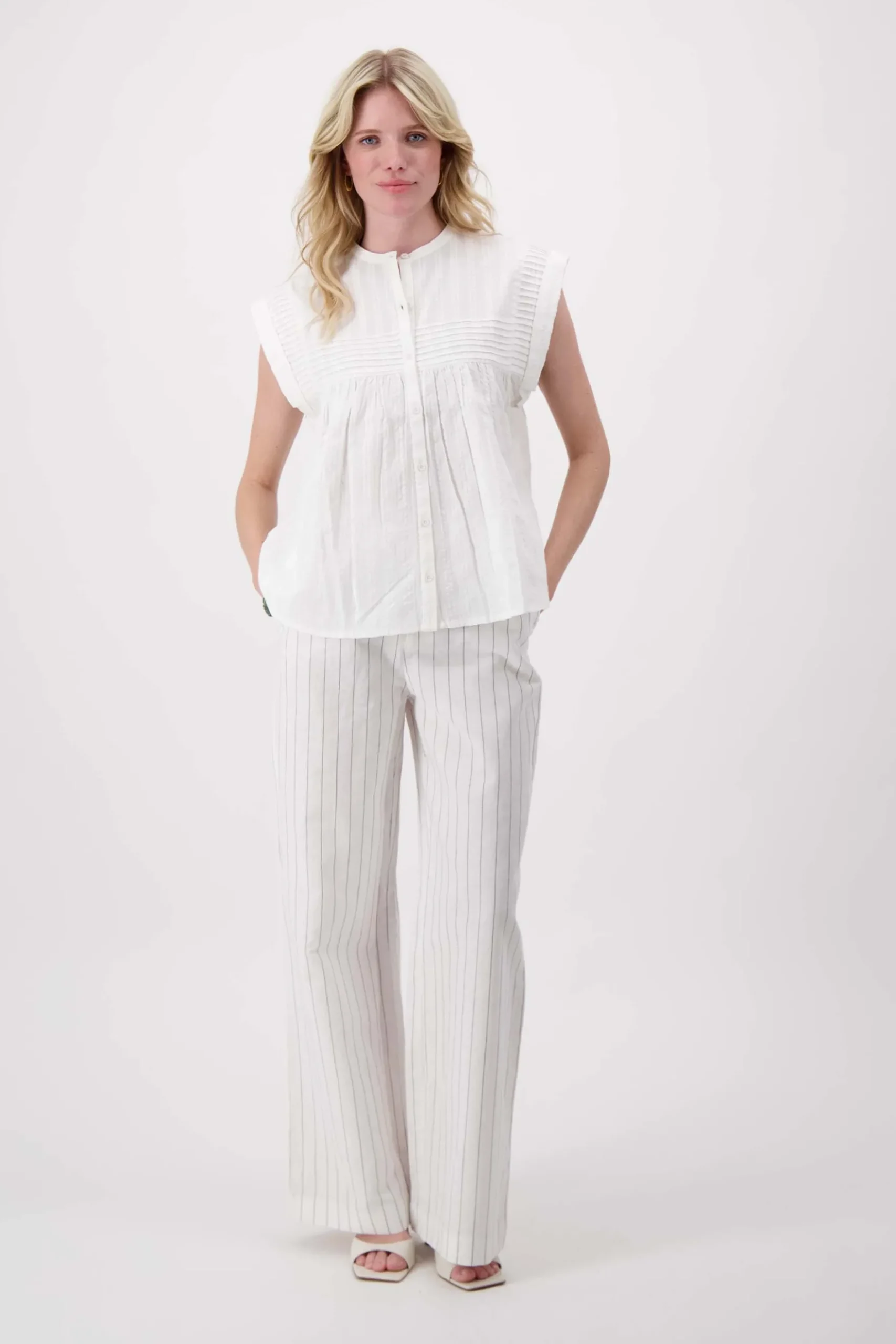 voile blouse met structuur streep