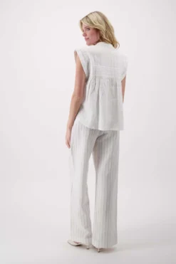 voile blouse met structuur streep