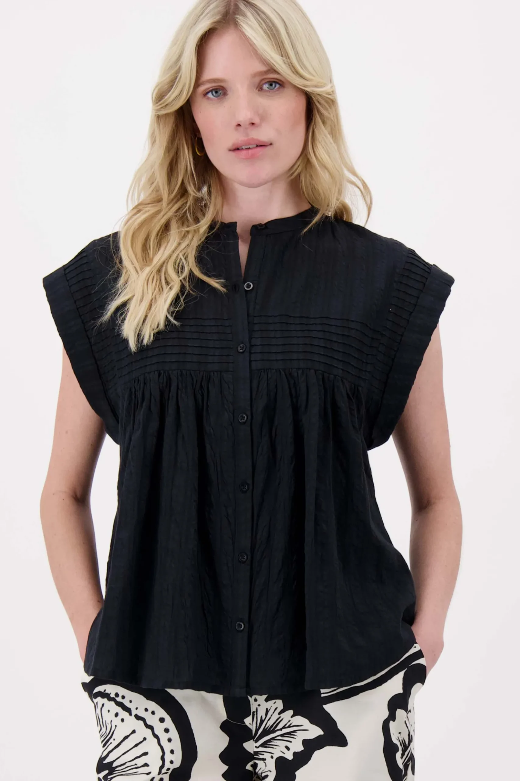 voile blouse met structuur streep