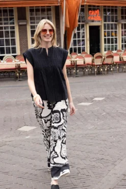 voile blouse met structuur streep
