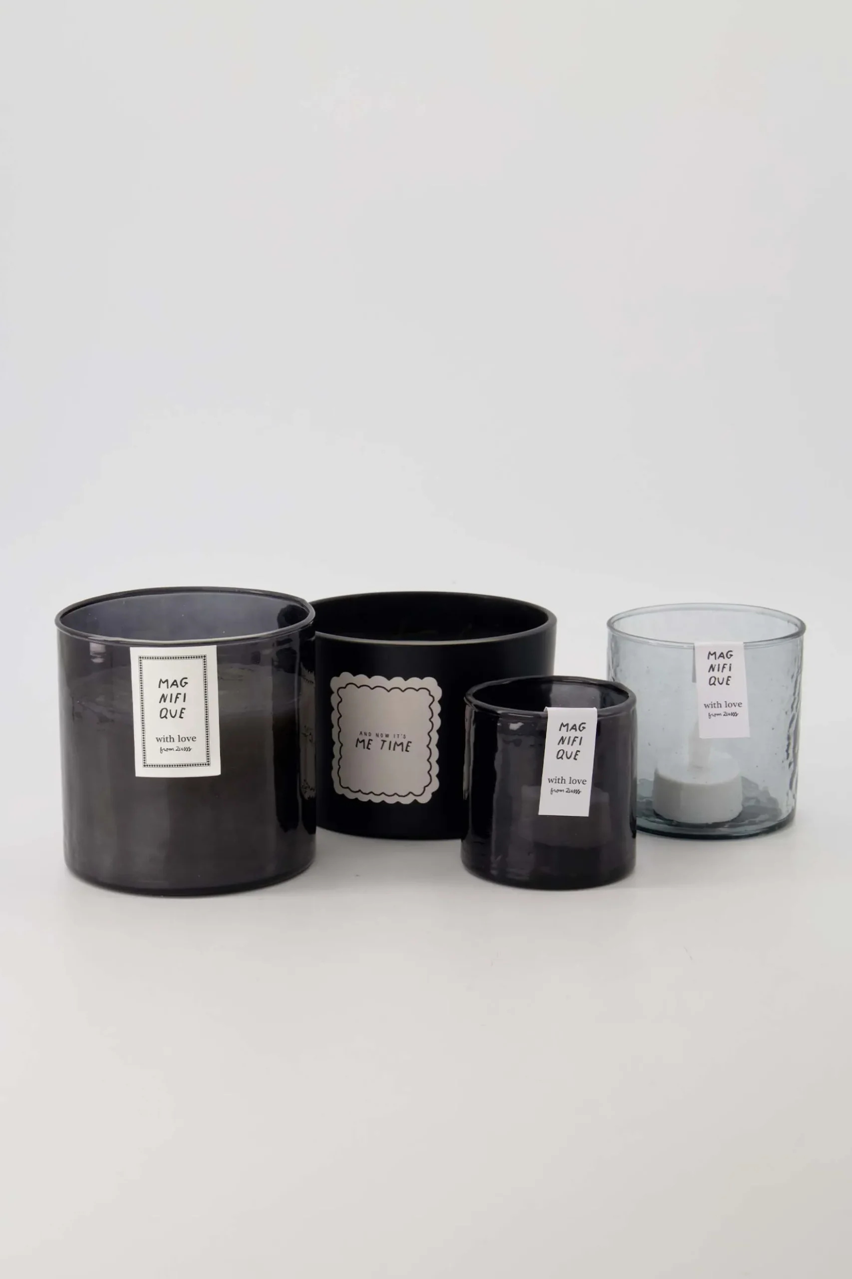 waxinelichthouder hammered glas S antracietgrijs