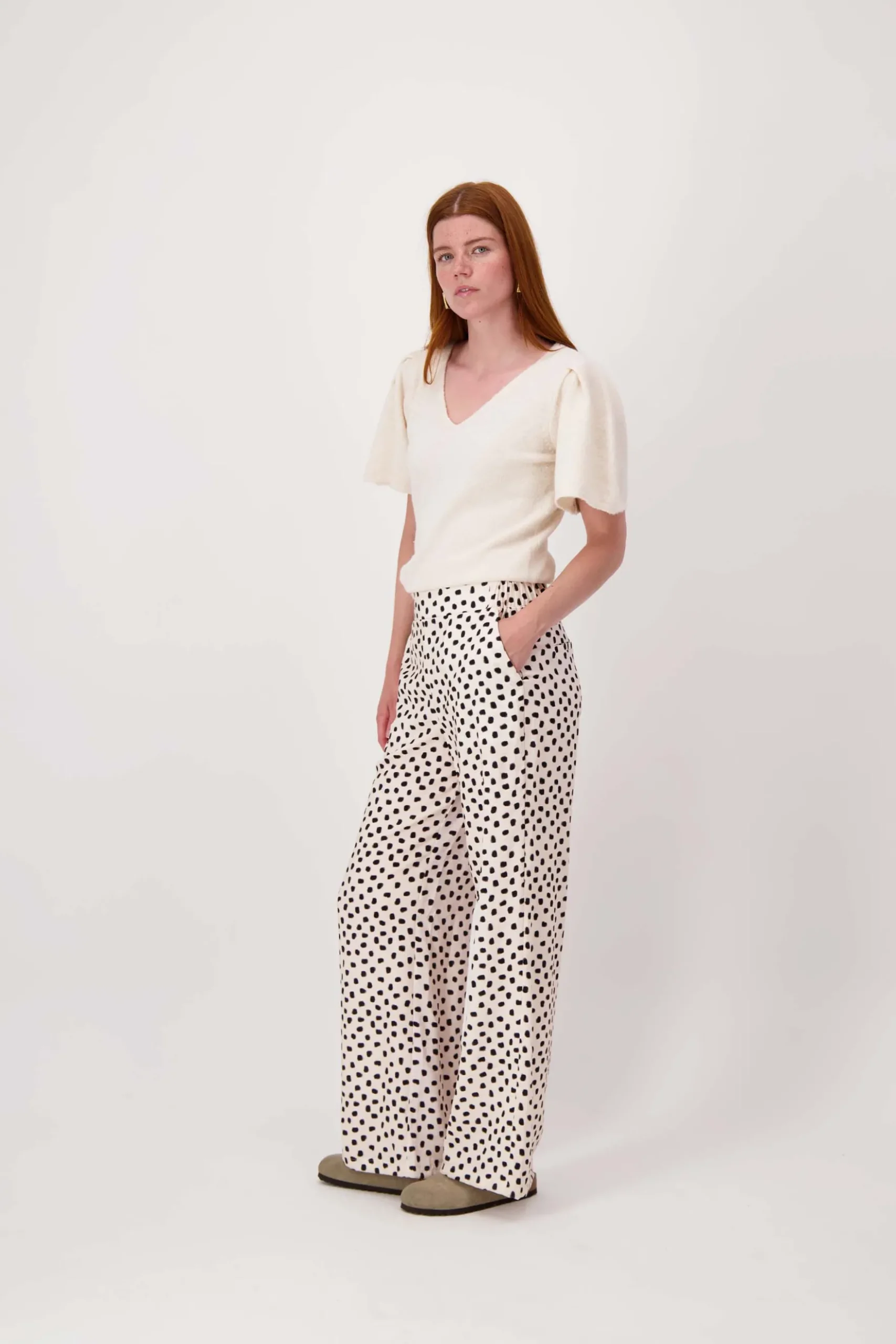 wijde broek met stip print