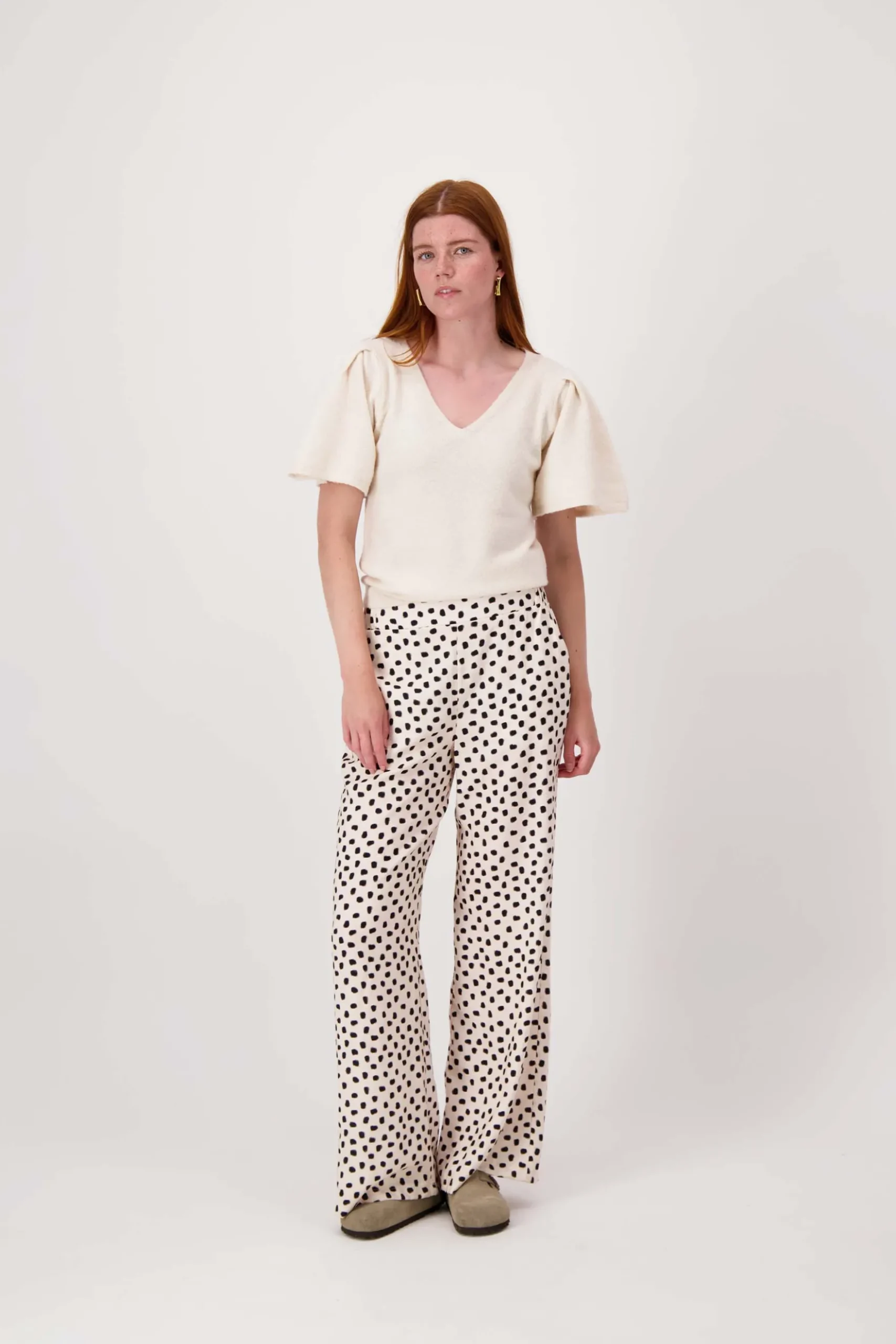 wijde broek met stip print