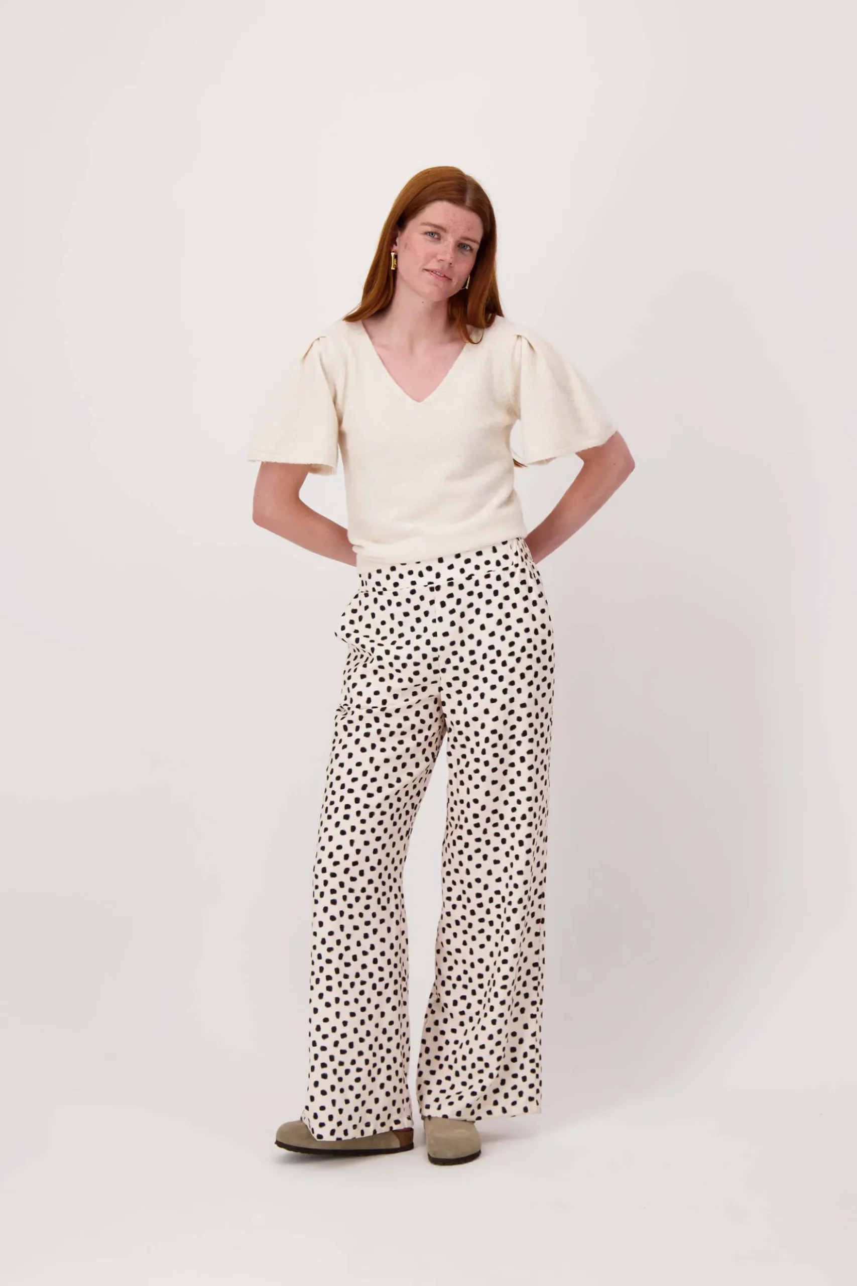 wijde broek met stip print