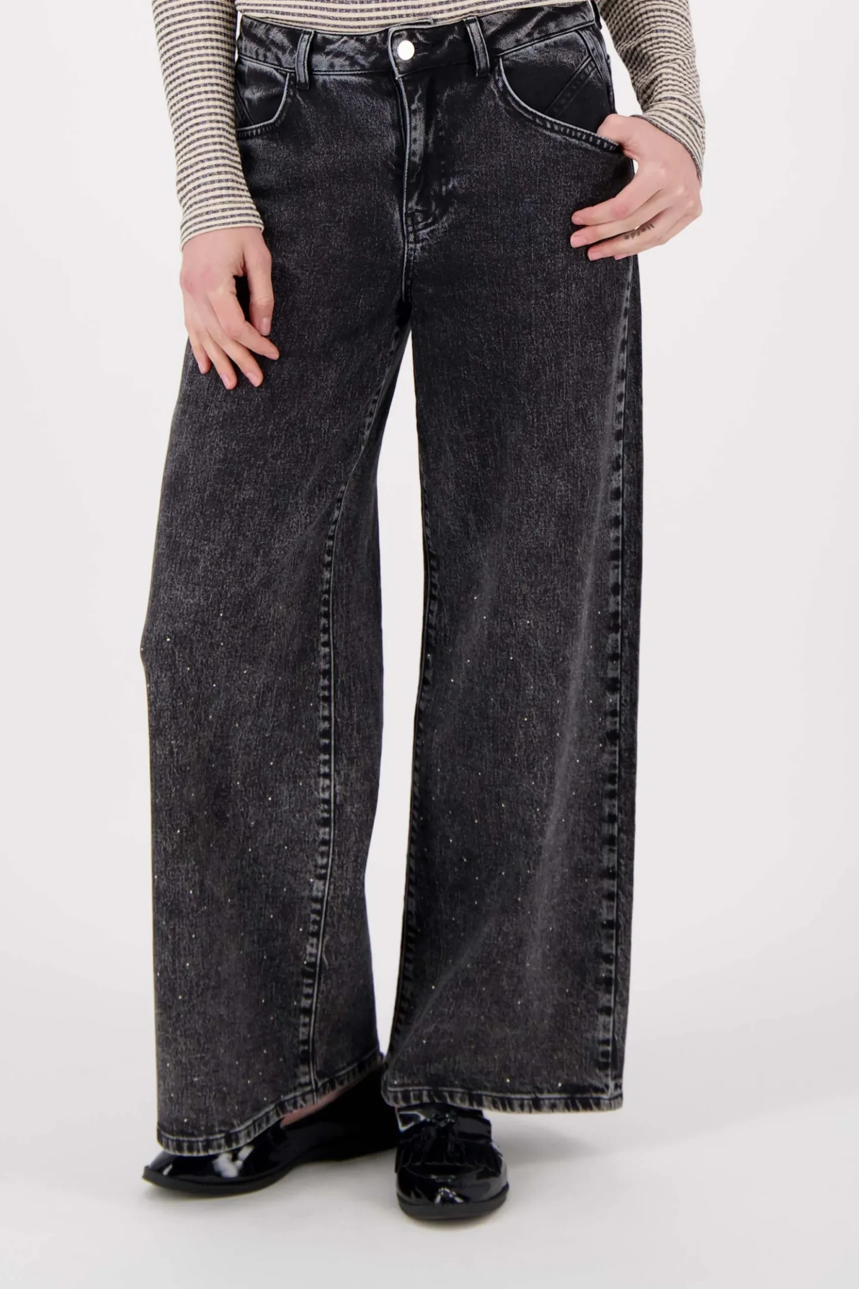 wijde denim met glitter