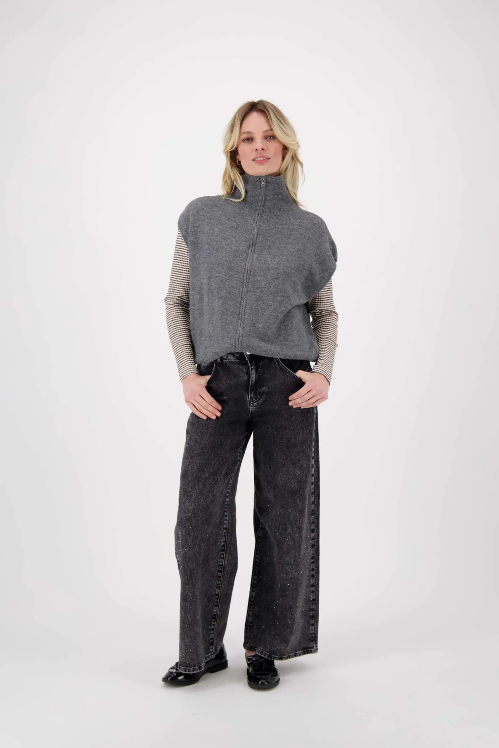 wijde denim met glitter