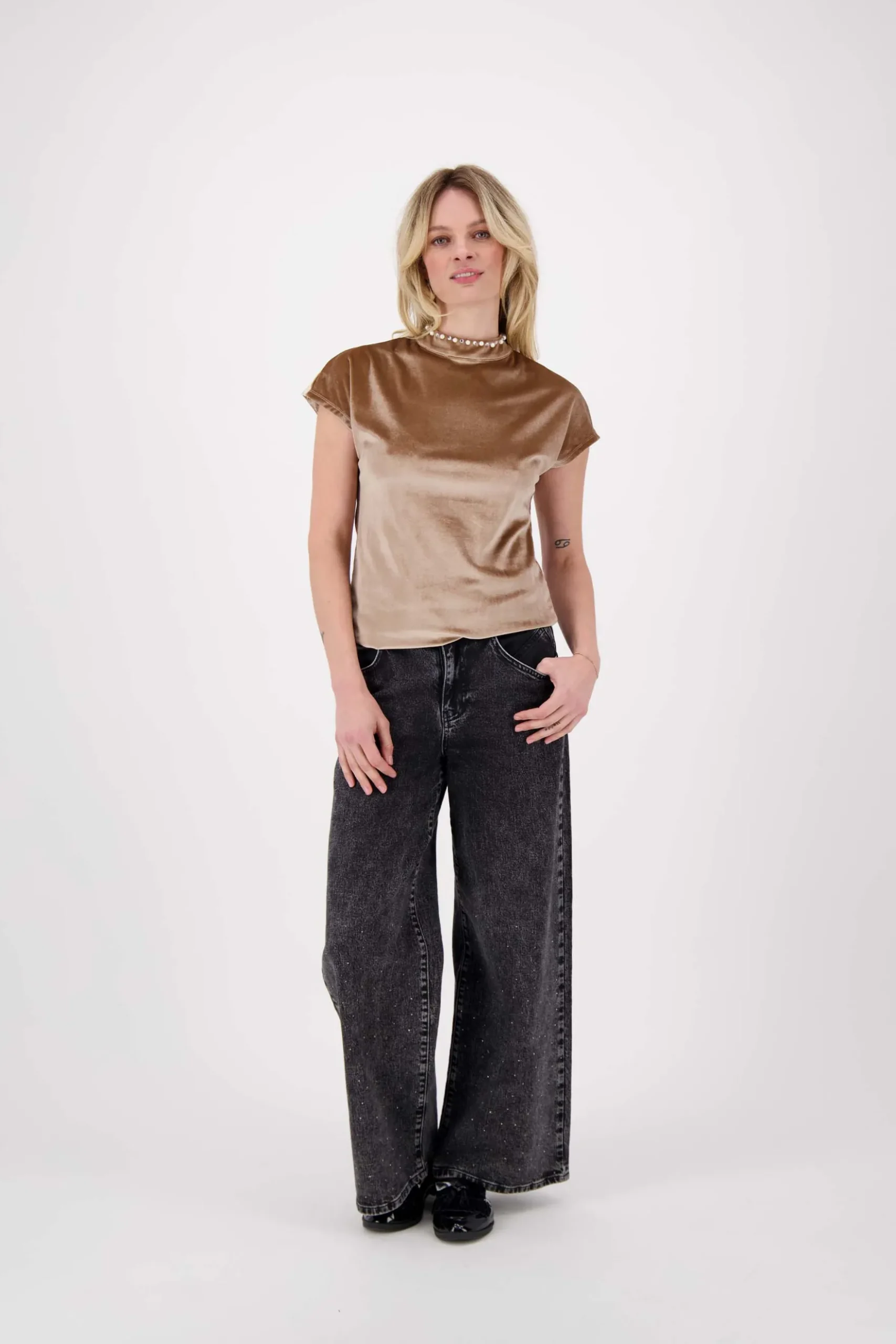 wijde denim met glitter