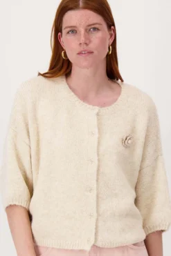zacht basis vest met vleermuis mouwen en broche